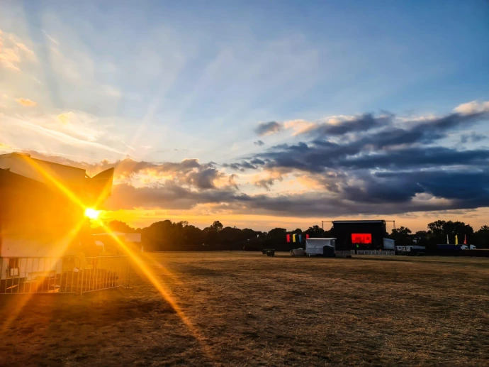 Prepared event space ready for premium hospitality service at music festival