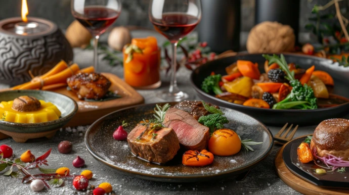 Elegant BBQ presentation for luxury dining experience